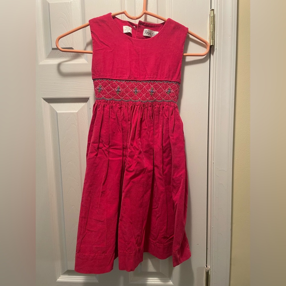 Corduroy Smocked Pink Dress